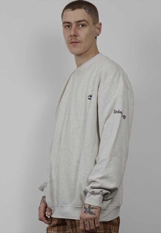 VINTAGE 90'S TIMBERLAND LOGO LIGHT GREY MARL SWEATER