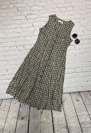 VINTAGE PATTERNED BUTTON DOWN DRESS SIZE 14