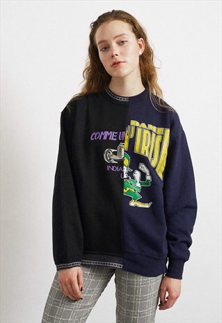 BLACK NAVY BLUE TOOTAFFY REASSEMBLED SWEATSHIRT