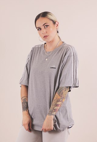 VINTAGE 90S ADIDAS OVERSIZED GREY SPORTS T-SHIRT /A7132