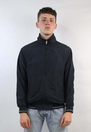 VINTAGE 90'S NAVY SOFT ZIP-UP BOMBER