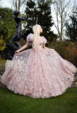Sequin Star Ruffled Corset Princess Dress