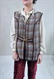 VINTAGE 70'S BROWN WELSH WOOL BODY WARMER WAISTCOAT
