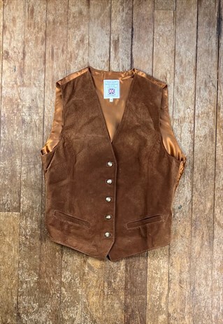 Vintage Woolea Tan Leather Waistcoat    