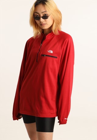 VINTAGE NORTH FACE EMBROIDERED SPELLOUT 1/4 ZIP SWEATSHIRT