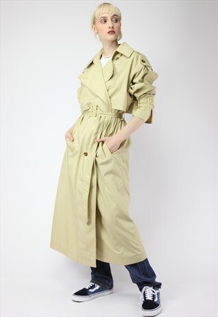 VINTAGE 90'S OVERSIZE TRENCH COAT IN CREAM