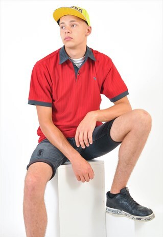 VINTAGE STRIPED POLO SHIRT IN RED