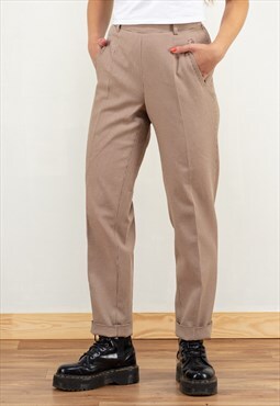Vintage 80's Houndstooth Pattern Pants in Brown