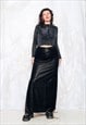 VINTAGE 70S MAXI SKIRT IN SILVER AND BLACK FAIRYCORE