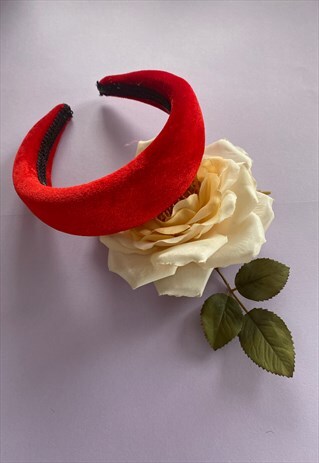 PADDED VELVET HEADBAND - RED