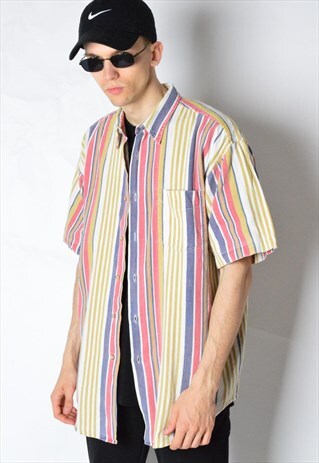 VINTAGE 90S STRIPED SHORT SLEEVE SHIRT