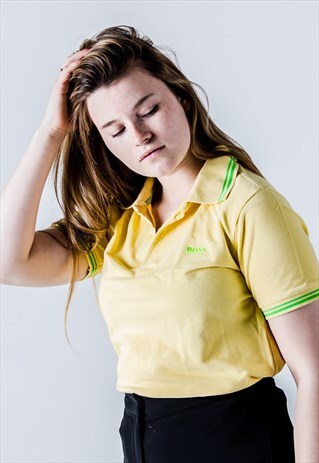 VINTAGE Y2K HUGO BOSS POLO SHIRT IN YELLOW AND GREEN
