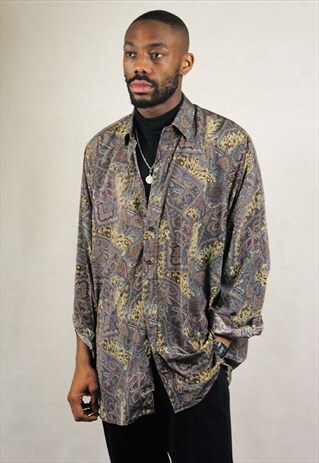 OVERSIZED VINTAGE / PATTERNED SILK SHIRT