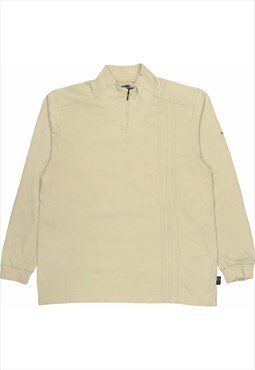 Adidas 90's Quarter Zip Fleece Sweatshirt Medium Beige Cream