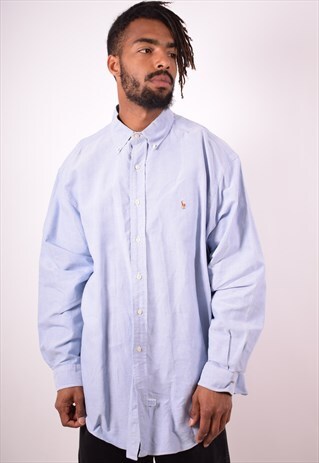 RALPH LAUREN MENS VINTAGE SHIRT XL BLUE 90S