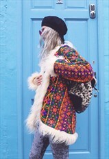  TALULAH Afghan Jacket Penny Lane Fur Trim Embroidery Coat 