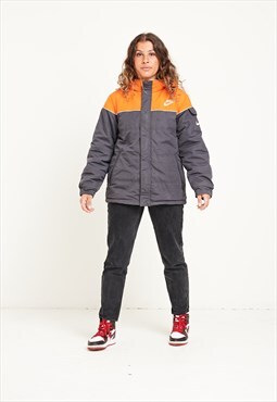 Nike Hooded Puffer Jacket Orange/Grey Small
