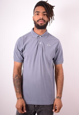 KAPPA MENS VINTAGE POLO SHIRT MEDIUM GREY 90S