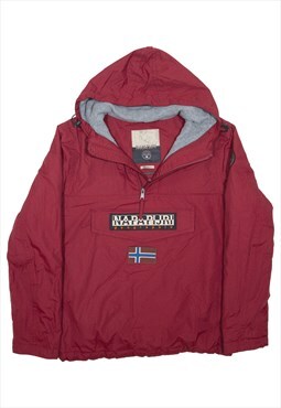 NAPAPIJRI Fleece Lined Pullover Jacket Red Nylon Mens M