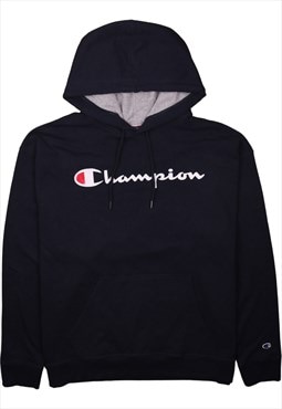 Vintage 90's Champion Hoodie Spellout Pullover Navy Blue