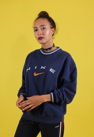 NAVY NIKE SWEATSHIRT WITH ORANGE TICK