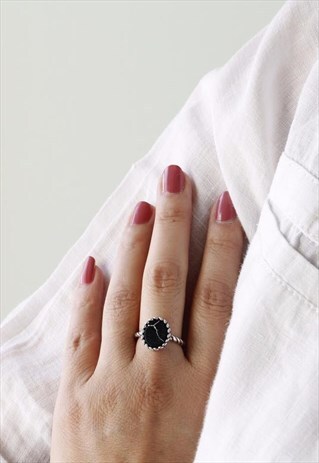 HANDMADE MARBLE RING - BLACK