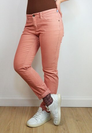 VINTAGE 90'S ESPRIT LOW-RISE CORDUROY JEANS IN SALMON PINK