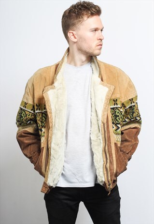 VINTAGE AZTEC INCA FLEECE LINED JACKET