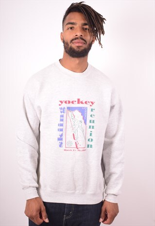 LEE MENS VINTAGE SWEATSHIRT JUMPER LARGE GREY 90S