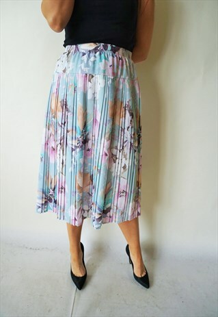 VINTAGE HIGH WAIST SUMMER SKIRT SKIRTS MIDI FLORAL 90S
