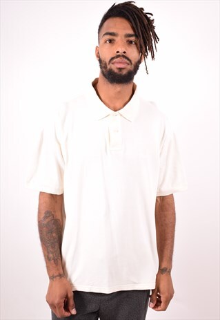 FILA MENS VINTAGE POLO SHIRT LARGE WHITE 90S