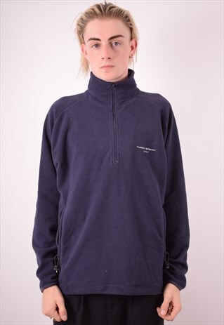 BURBERRY MENS VINTAGE FLEECE JUMPER LARGE BLUE 90S
