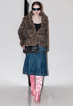 Vintage Y2K foxy blazer style faux fur jacket in leopard