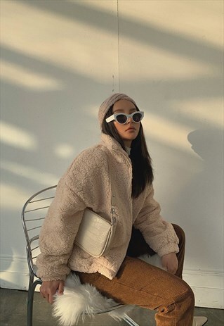 FURRY FAUX WOOL JACKET