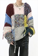 Men's color block fringed knitted sweater AW24 Vol.2