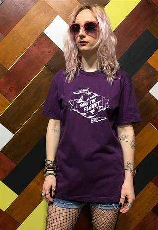 SAVE THE PLANET SHORT SLEEVE PURPLE TEE SHIRT