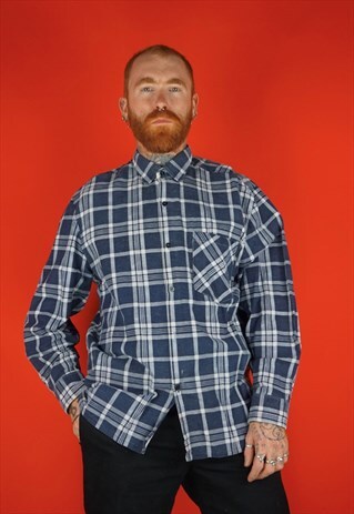 VINTAGE 1990S BLUE CHECK FLANNEL SHIRT