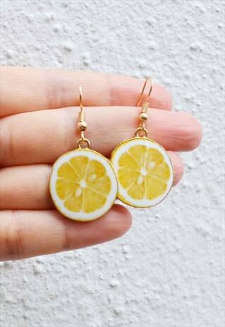 HANDMADE YELLOW LEMON EARRING