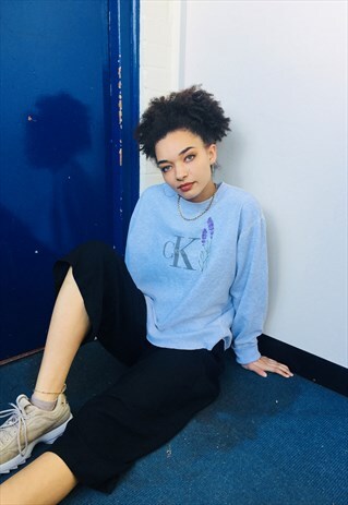 VINTAGE REWORK FLORAL EMBROIDERED CALVIN KLEIN SWEATSHIRT