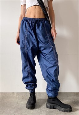  Vintage Y2K 00s blue joggers with white contrasting sewings