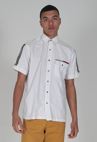 VINTAGE RARE 90S TOMMY HILFIGER WHITE LOGO SHIRT