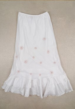NAF NAF Vintage 90's Y2K Summer Skirt Mermaid White Cotton