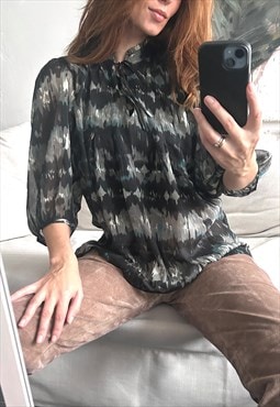 Abstract Boho Loose Blouse - M