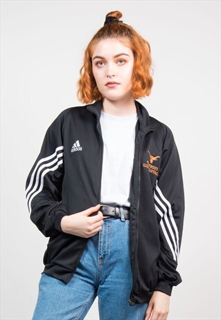 VINTAGE 90'S BLACK ADIDAS TRACKSUIT JACKET TOP