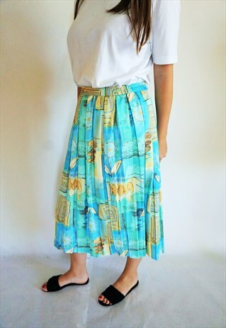VINTAGE HIGH WAIST SUMMER SKIRT SKIRTS MIDI FLORAL 90S