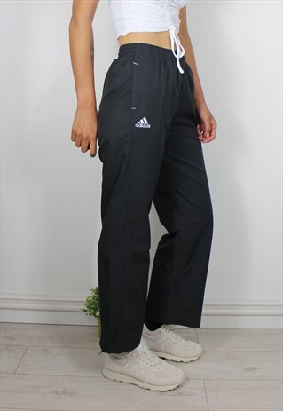 VINTAGE ADIDAS ANKLE GRAZER JOGGERS SWEATPANTS W LOGO FRONT