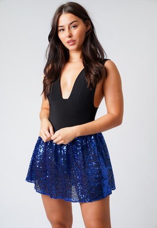 SOPHIA BLUE SEQUIN MICRO MINI SKIRT