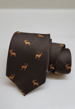 Brown Deer Pattern Men Tie