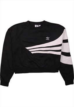 Vintage 90's Adidas Sweatshirt Crop Crew Neck Black Medium