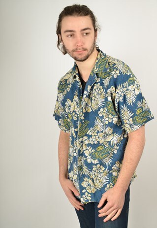 VINTAGE CORONA BEER PATTERNED HAWAIIAN SHIRT